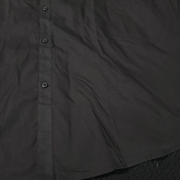 NWT Galaxy Mens Button Up Shirt Black Size 2XL Short Sleeve Black Slim Fit Point - Picture 11 of 12
